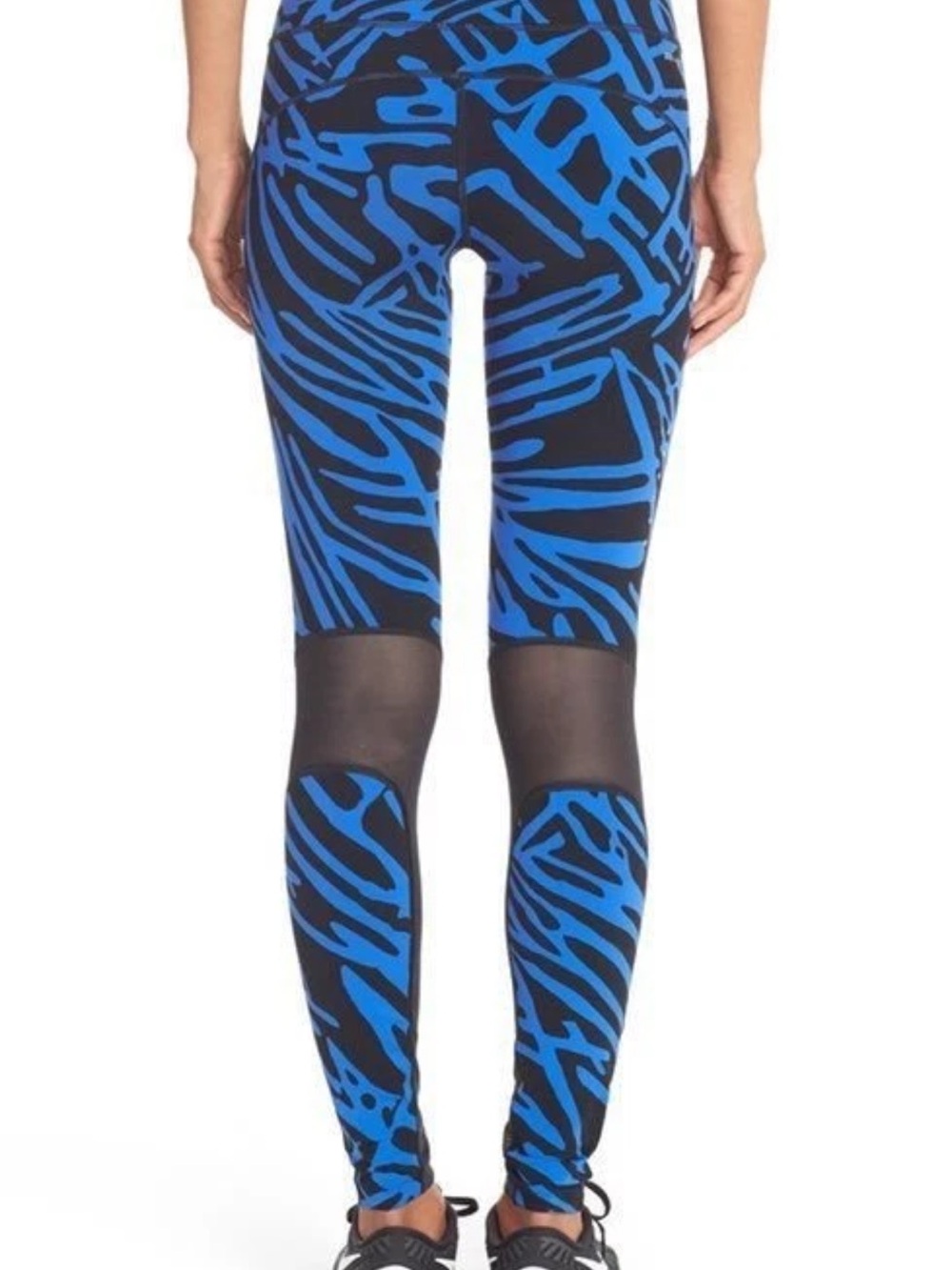 Nike Dri-Fit Epic Lux Leggings - Blue & Black Print w/ Mesh Cut-outs - Picture 3 of 9